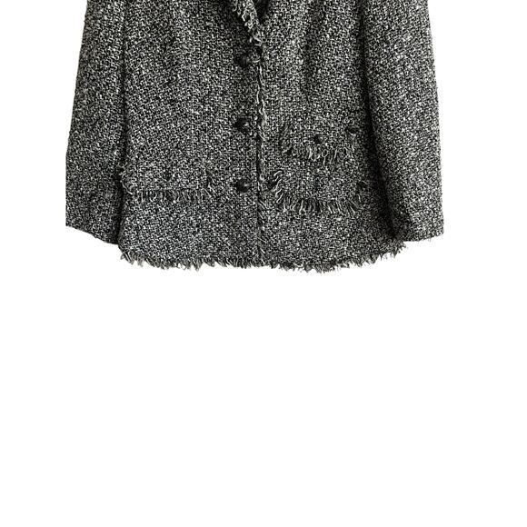 Peter Nygard‎ Women Jacket 12P Black Tweed Fringe Trim Metallic Thread Old Money - Picture 8 of 16